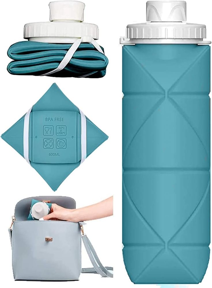 🌿 Collapsible Silicone Water Bottle 600ML | Leakproof & Travel-Friendly 💧