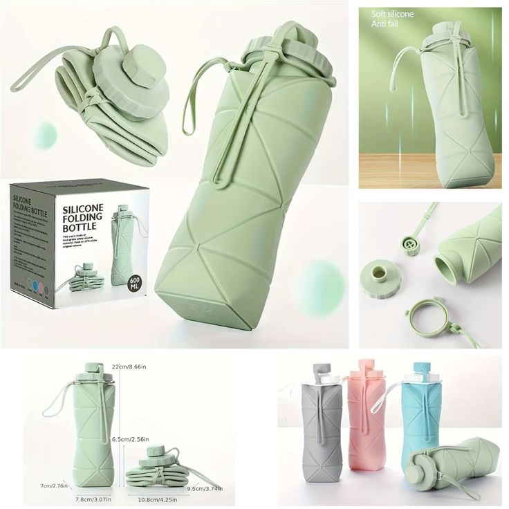 🌿 Collapsible Silicone Water Bottle 600ML | Leakproof & Travel-Friendly 💧